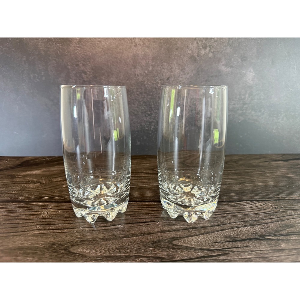 Bormioli Rocco Crystal Highball Glasses Set of 2 Made in Italy Heavy Base 6.25in